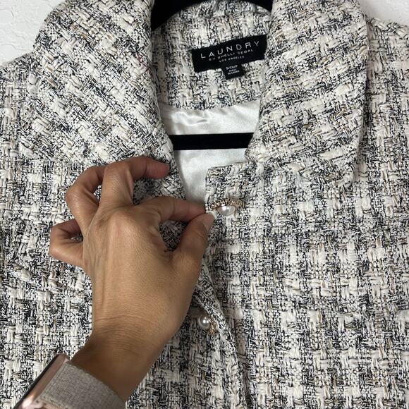 Laundry by Shelli Segal Tweed Shirt Jacket, Size S, Fully Lined, front pockets - Picture 7 of 14